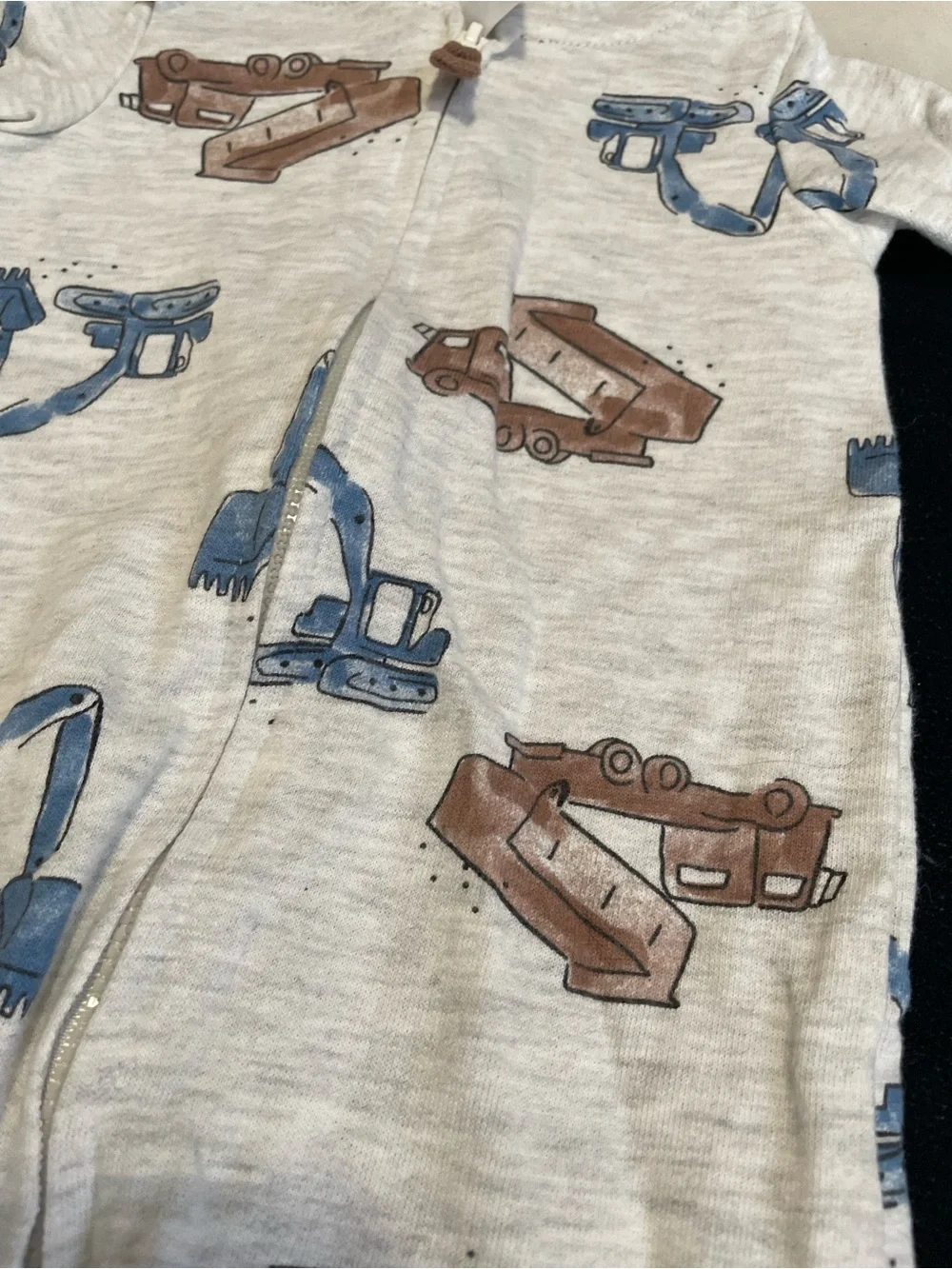 2/$12 Hooded Construction Print One-Piece Jumpsuit